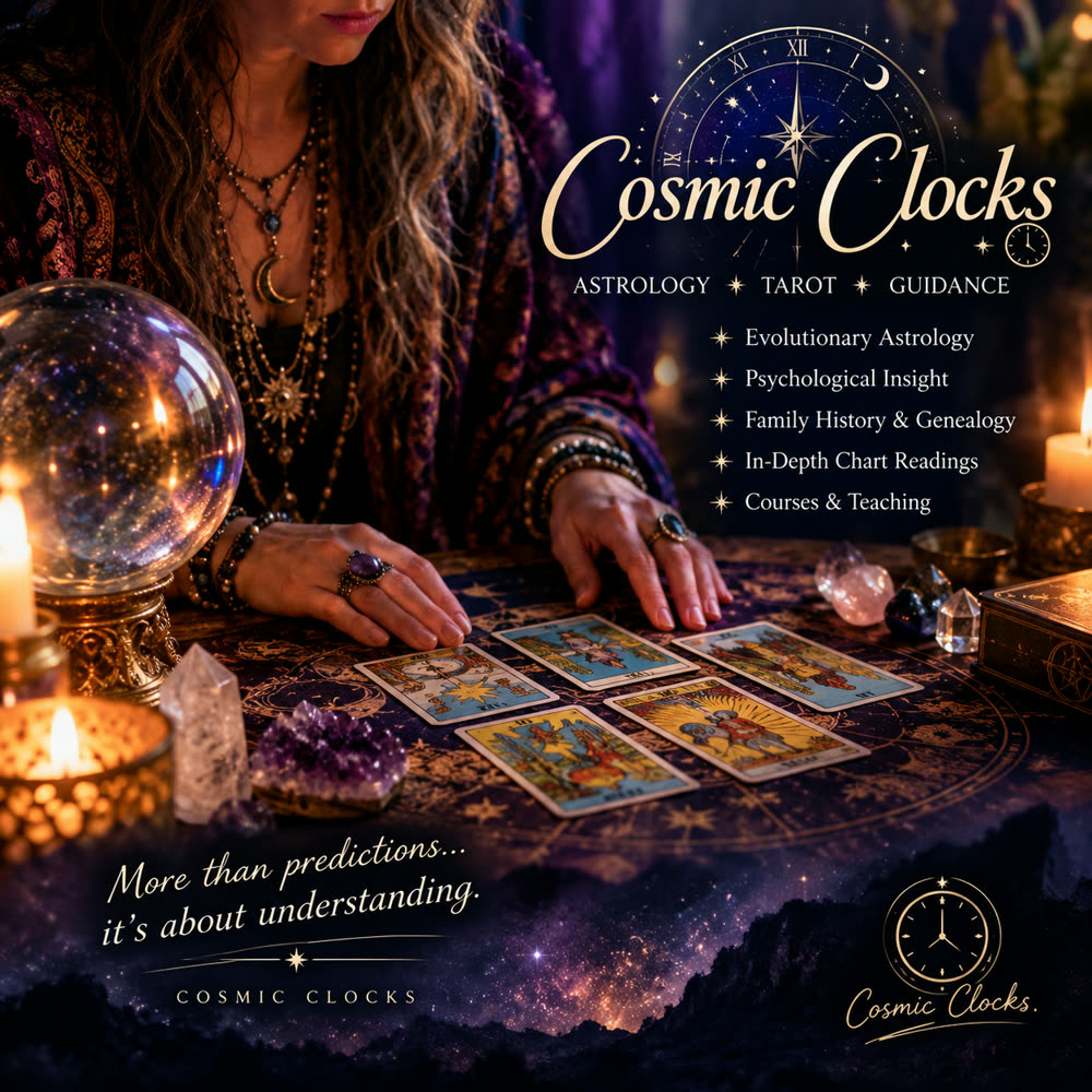 A Cosmic Clocks tarot reading. More than predictions, it is about understanding.