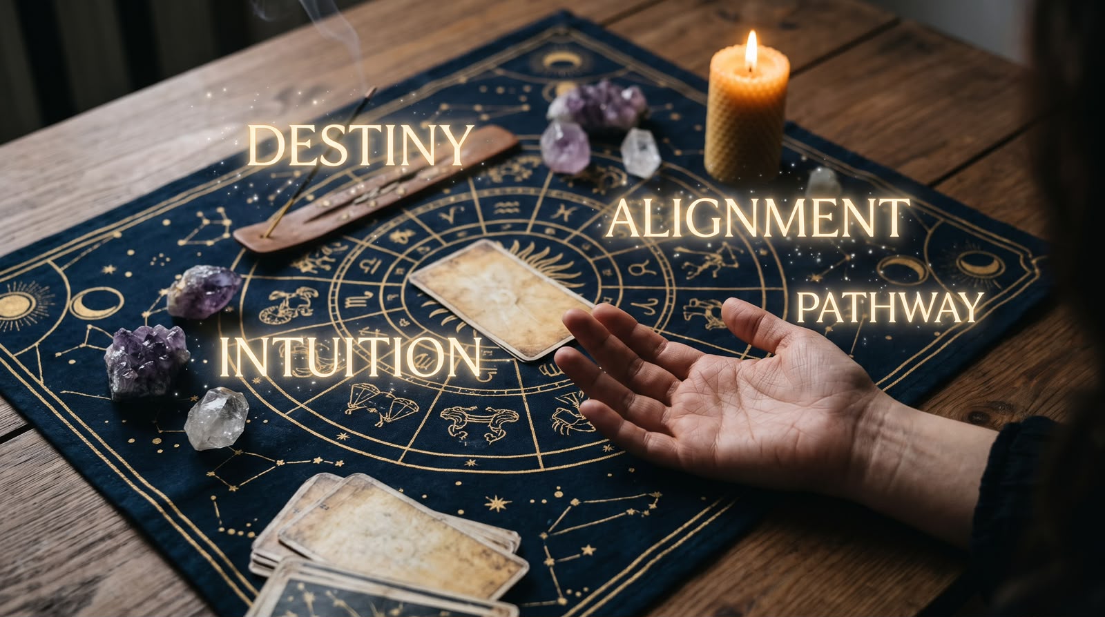 A tarot and astrology reading: destiny, alignment, intuition, pathway